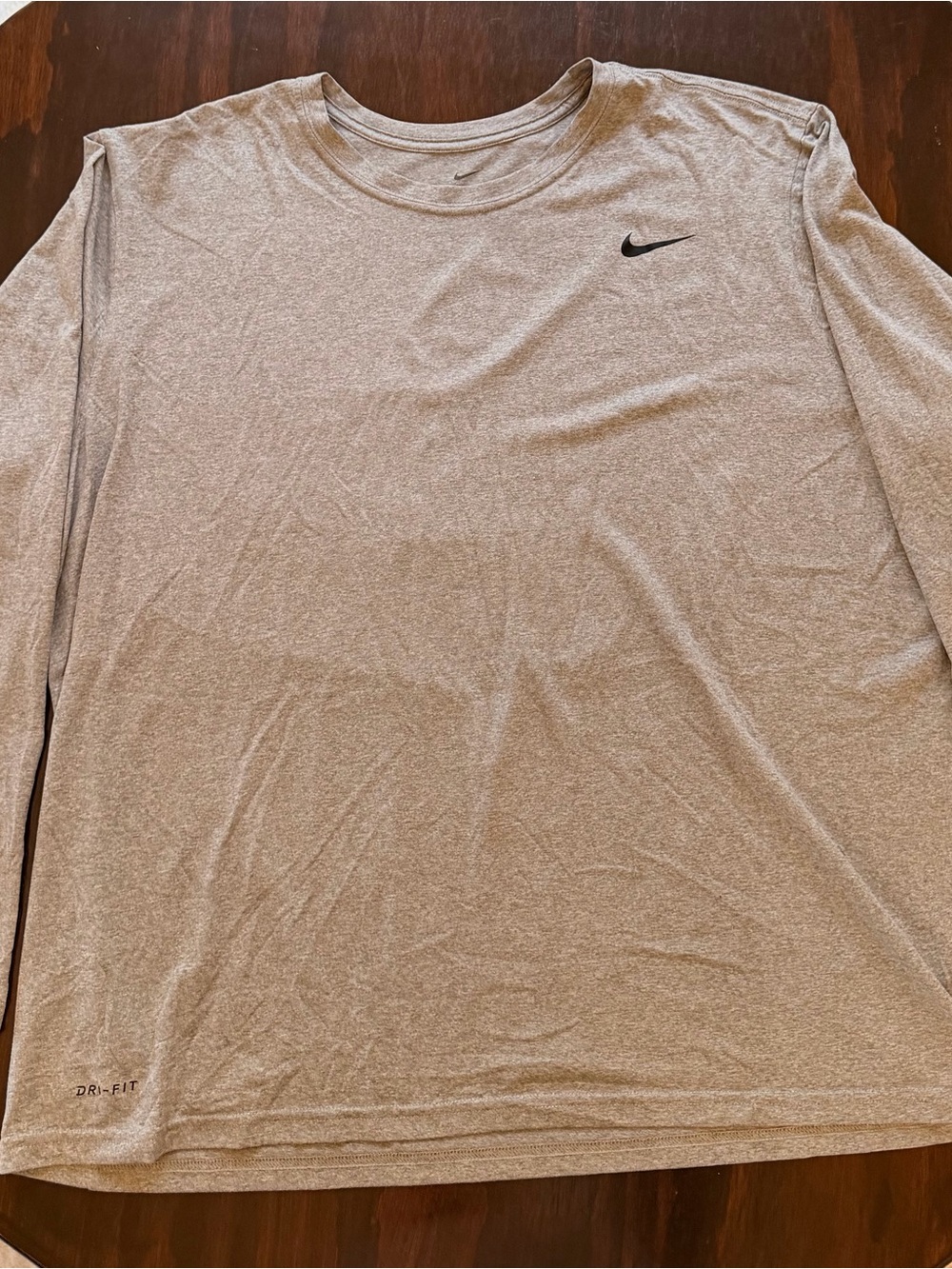 Nike Men’s Light Gray Long Sleeve Dri-FIT Tee